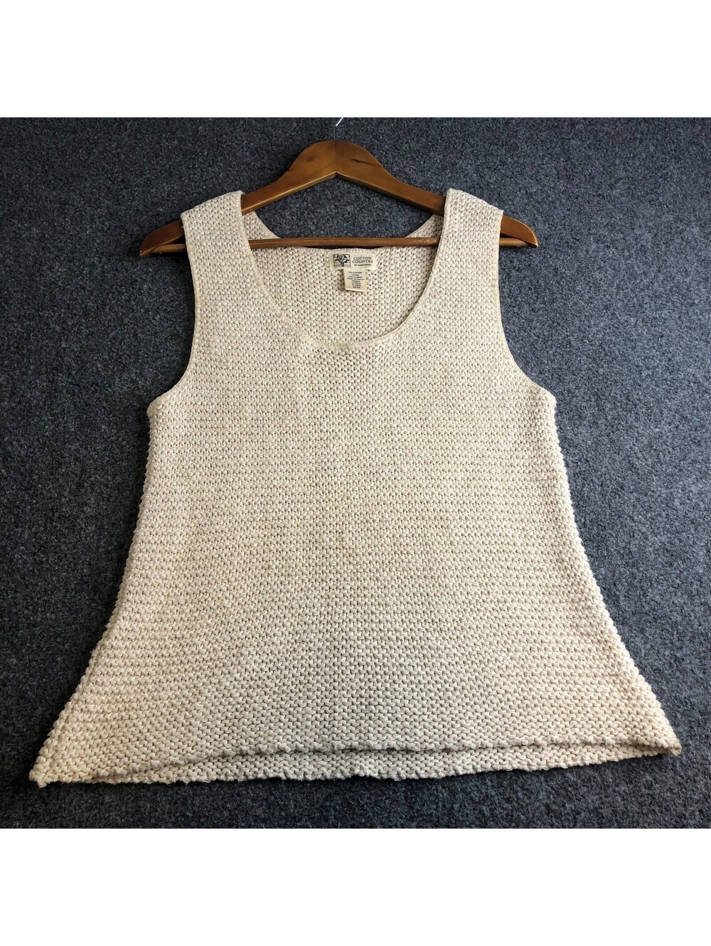 Cotton Country Parkhurst Knit Tank Top Womens Medium Beige Cotton Flax Chunky